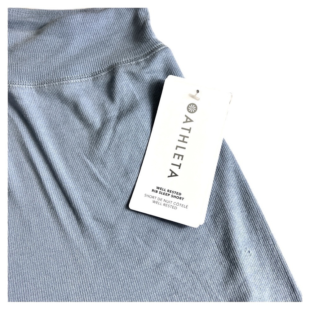 ATHLETA Light Blue Well Rested Rib Sleep Shorts - Picture 3 of 8